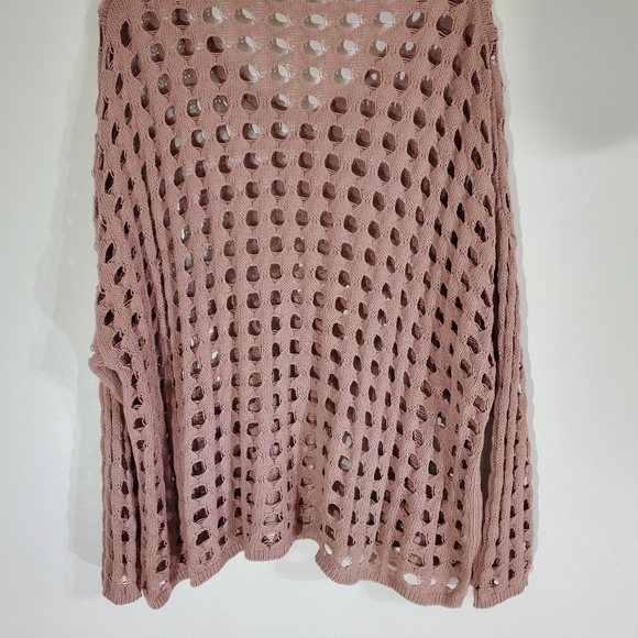 ๐ 3 For $15 ๐ CROCHET Hollow Out Drop Shoulder Open Knit Sweater Size Large - Picture 4 of 7